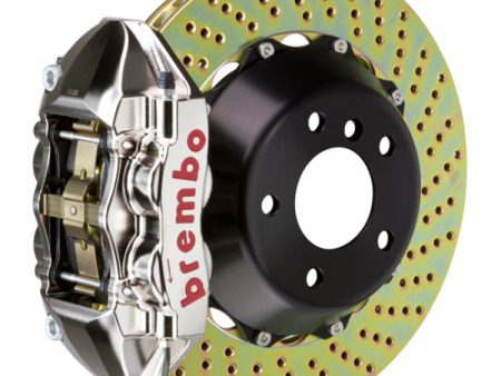 Brembo 15-23 Mustang GT V6 EcoBoost Rear GTR BBK 4 Piston Billet 380x28 2pc Rotor Drilled- Nickel Cheap