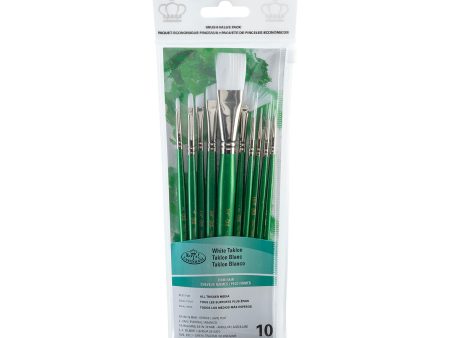 10-Pack White Taklon Brushes - Assorted Hot on Sale