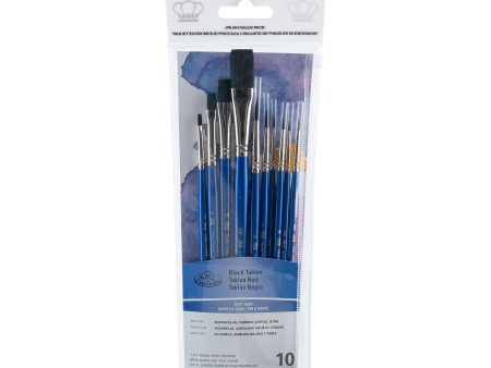 10-Pack Black Taklon Brushes - Flat Round Online now