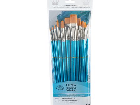 12-Pack Gold Taklon Brushes - Assorted Sale