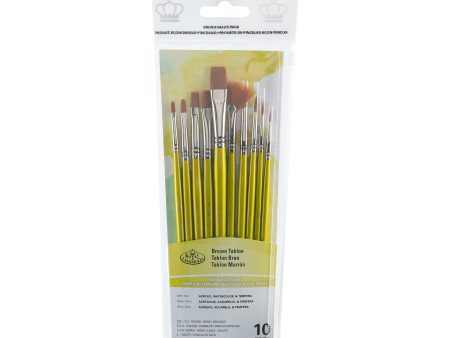 10-Pack Brown Taklon Brushes - Assorted Online