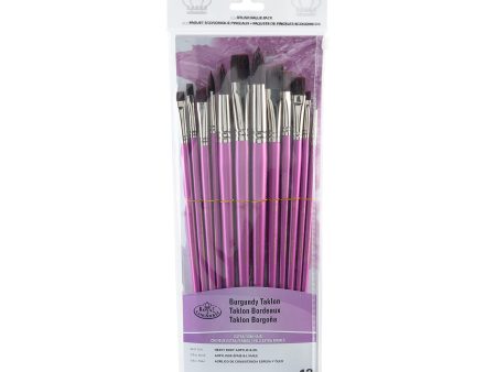 12-Pack Burgundy Taklon Brushes - Assorted Cheap