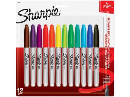 12-Pack Sharpie Permanent Markers - Fine Tip, Assorted Colours Sale