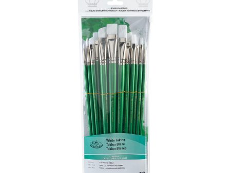 12-Pack White Taklon Brushes - Assorted For Discount