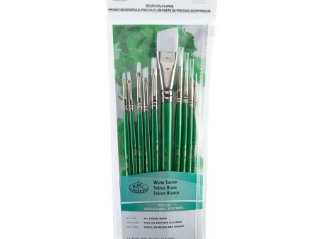 10-Pack White Taklon Brushes - Angular Round Discount