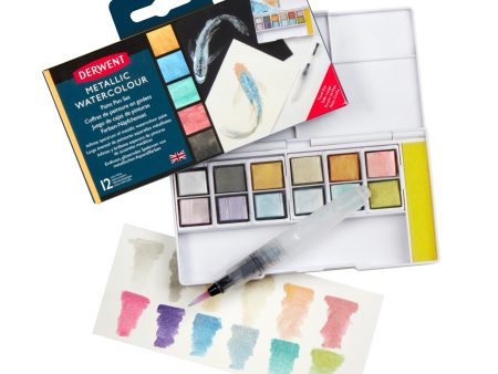 12-Piece Metallic Watercolour Paint Pan Set Discount