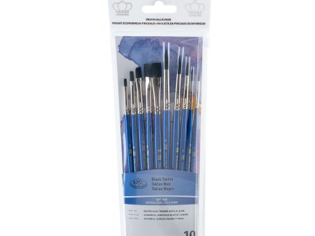 10-Pack Black Taklon Brushes - Shader Round Sale