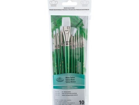 10-Pack White Taklon Brushes - Wash Round Online