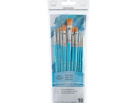 10-Pack Gold Taklon Brushes - Detail Shader Hot on Sale