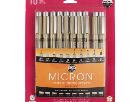 10-Pack Pigma Micron Pens - Black, Assorted Supply