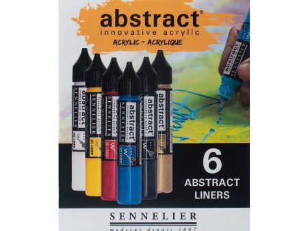 6-Pack Abstract Liner Acrylic Markers Supply