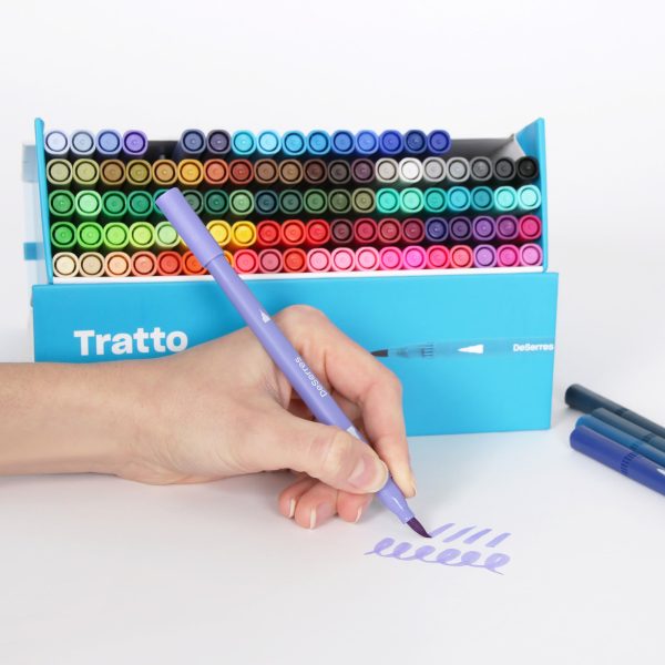 Tratto Double-Tip Markers - Assorted Colours, 100 Pieces Hot on Sale