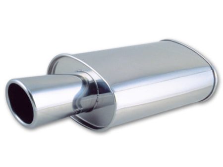 Vibrant StreetPower Oval Muffler with 4in Round Tip Angle Cut Rolled Edge - 2.5in inlet I.D. on Sale