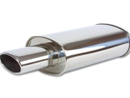 Vibrant StreetPower Oval Muffler with 4.5in x 3in Oval Tip Angle Cut Rolled Edge - 2.5in inlet I.D. Online