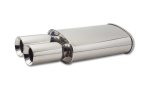 Vibrant StreetPower Oval Muffler w  Dual 3.5in Round Tips Straight Cut Beveled Edge 2.5in inlet I.D. For Cheap